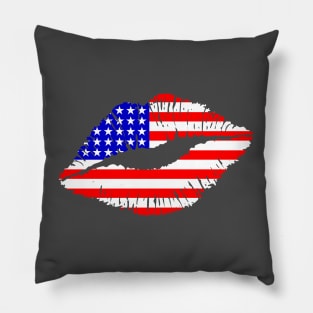 Kiss me Red and Blue Pillow