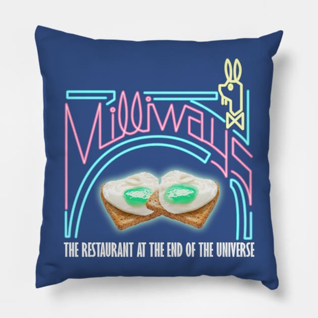 The Restaurant at the end of The Universe Pillow by acepigeon