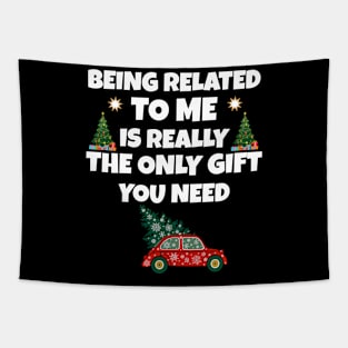 funny christmas being related to me Tapestry