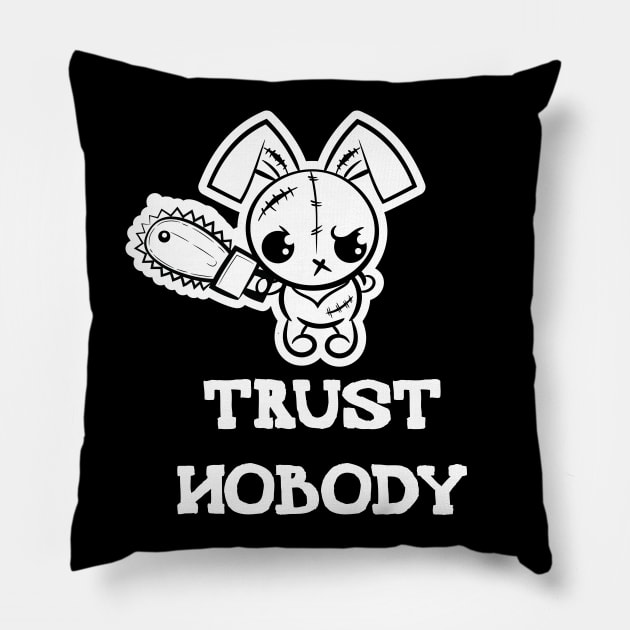 Trust Nobody Grumpy Voodoo Bunny Pillow by ProjectX23Red