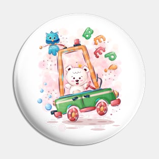 Polar bear in car Pin