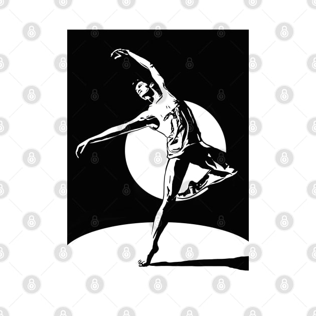 Contemporary Male Dancer Linoprint by NattyDesigns