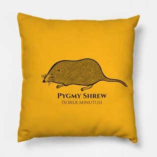 Pygmy Shew with Common and Latin Names - hand drawn animal Pillow