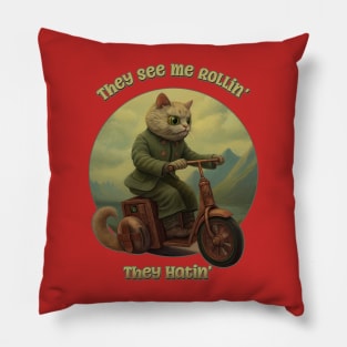 They See Me Rollin', They Hatin' Funny Tabby Cat Pillow