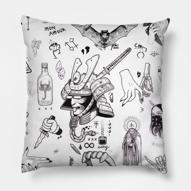 Flash Tattoo designs Pillow by Peter Ricq