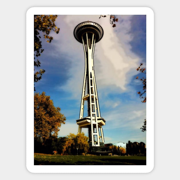 The Needle, Photo / Digital Painting - Space Needle - Sticker | TeePublic