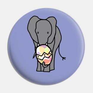 Grey Elephant Holding Big Easter Egg Pin