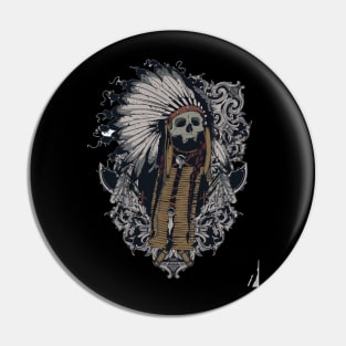 Vintage Skull Head of Indian Costume Pin