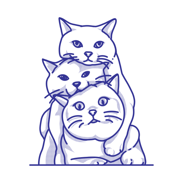 3 Cute Cats Line Art by LThings