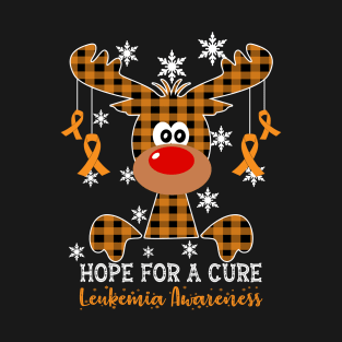 Reindeer Hope For A Cure Leukemia Awareness Christmas T-Shirt