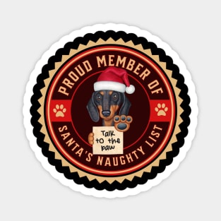 Funny Doxie Dog on cute Dachshund Proud Member of Santa's Naughty List Magnet
