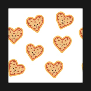 Heart Shaped Pizza Pattern T-Shirt