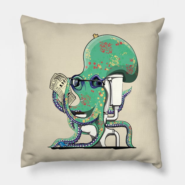 Octopus on the Toilet Pillow by InTheWashroom