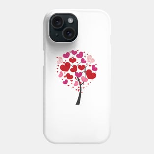 Heart tree with red shining sparkle hearts Phone Case