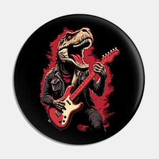 Rock & Roll Music Concert Festival Dinosaur T-rex Guitar Pin