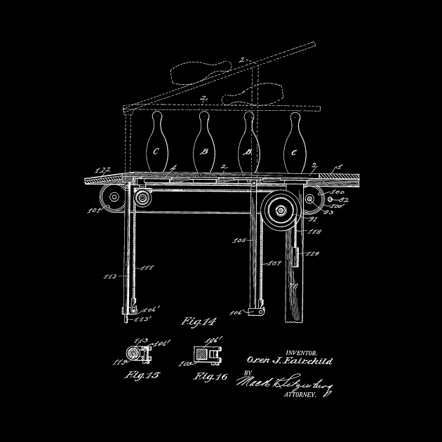 Automatic Bowling Machine Vintage Patent Drawing by TheYoungDesigns