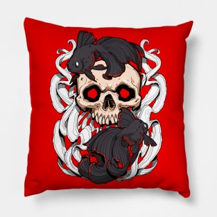 Skull Fish - Black and Red Pillow