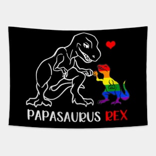 Papasaurus Rex T Rex Dinosaur Proud Dad LGBT Pride Tapestry