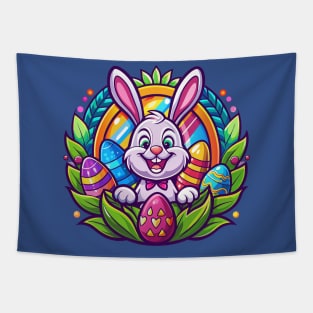 Cute Easter Bunny with Colorful Eggs Tapestry