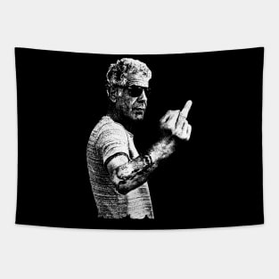 Anthony Bourdain middle finger pose Tapestry