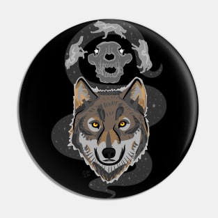 Wolf with Skull and Stars "The Ancestors Are Running" Pin
