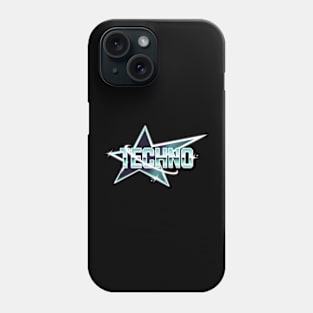 TECHNO  - Y2K Metallic Star (blue/white) Phone Case