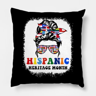 National Hispanic Heritage Month Gift 2022 Messy Bun All Countries Pillow