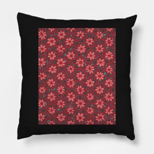 Batik Florals in Orange and Red with a hit of Turquoise Pillow