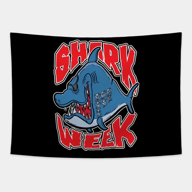 Pirate Shark Week Tapestry by eShirtLabs
