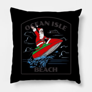 Ocean Isle Beach, NC Christmas Vacationing Waterskiing Santa Pillow