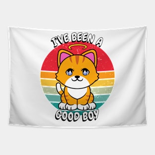 Cute orange cat is a good boy Tapestry