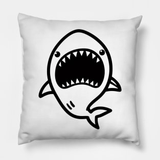 Stick Figure of a Shark in Black Ink Pillow