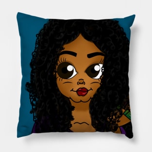 Cute black girl digital art Pillow