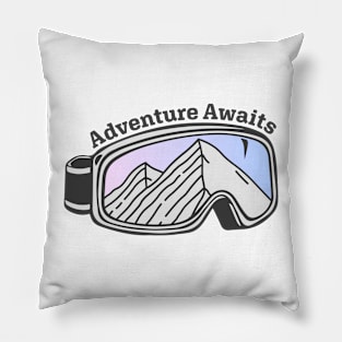 Sunset Mountain Ski Goggles | Adventure Awaits Pillow