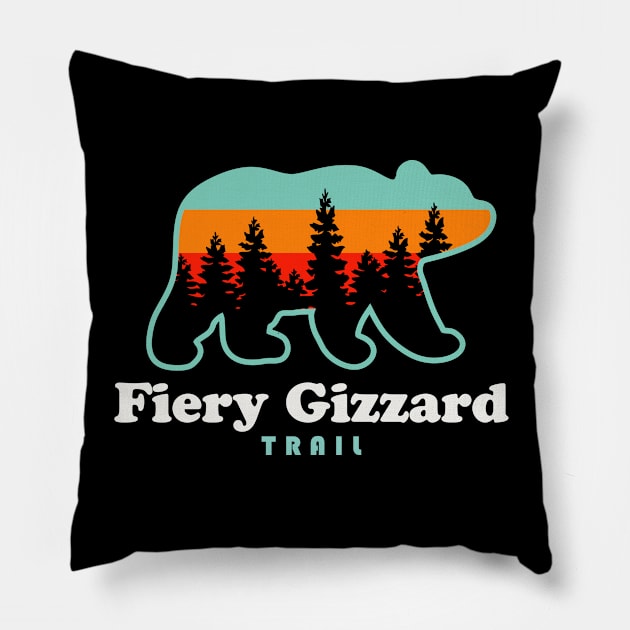 Fiery Gizzard Trail Camping Tennessee Bear Retro Pillow by PodDesignShop