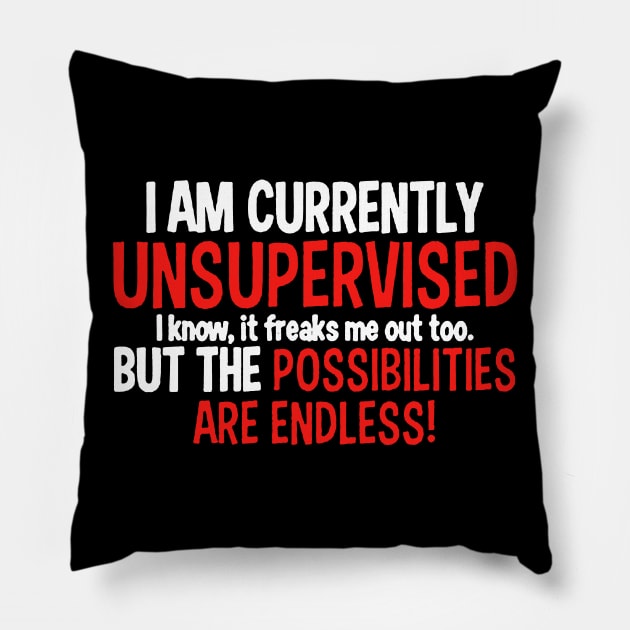 I Am Currently Unsupervised Pillow by stockiodsgn