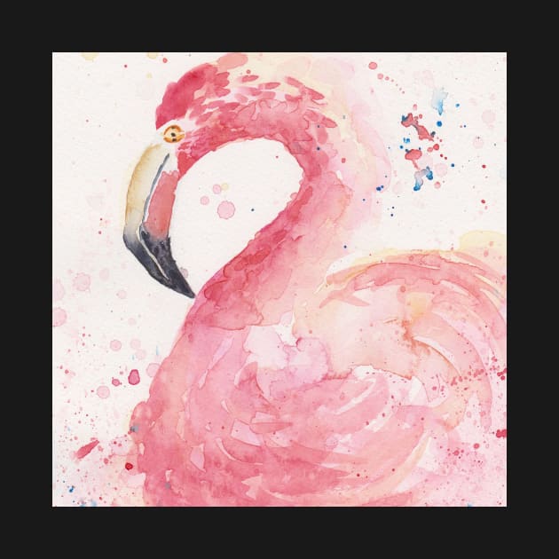 watercolour flamingo by Kimmygowland