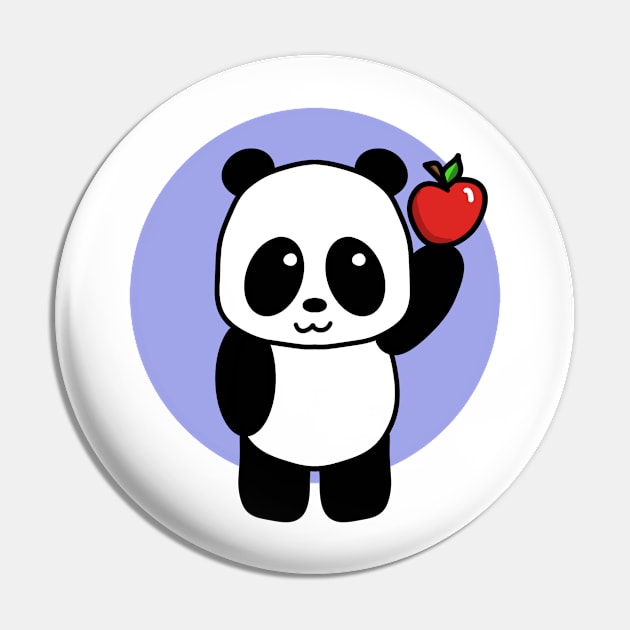 Cute Giant Panda with Apple Pin by 1000 Pandas