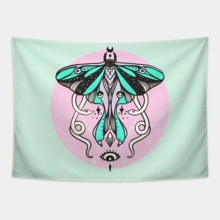 Luna Moth & Snakes Illustration Tapestry