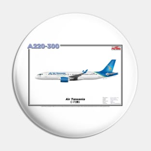 Airbus A220-300 - Air Tanzania (Art Print) Pin