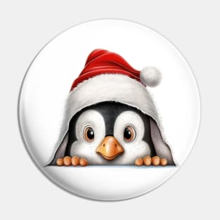 Christmas Peeking Baby Penguin Pin