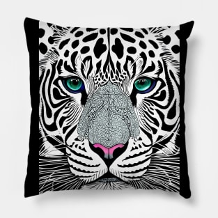 Panthera Leopard/Tiger Hybrid Face Illustration Pillow