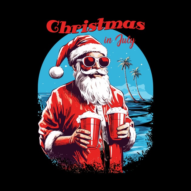 Santa's Vacation Vibes | "Christmas in July" Santa Tee by Indigo Lake