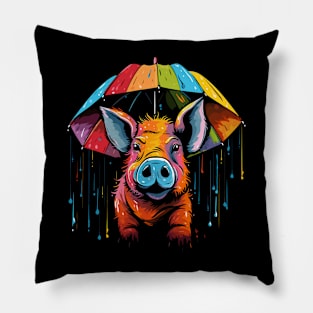 Warthog Rainy Day With Umbrella Pillow