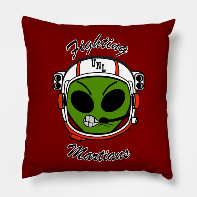 UNL Fighting Martians Logo Tee w/ Text Pillow by Sk1d_Rogu3