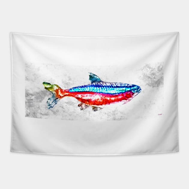 Cardinal Tetra Aquarium Fish Tapestry by danieljanda