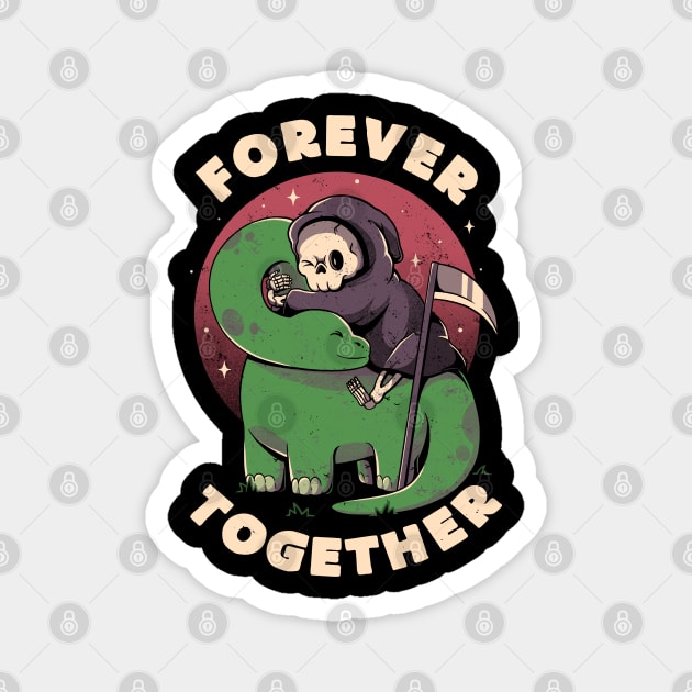 Forever Together - Cute Grim Reaper Dino Gift Magnet by eduely