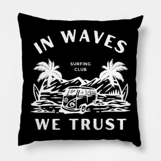 Vintage Surfing Surfer Waves Pillow