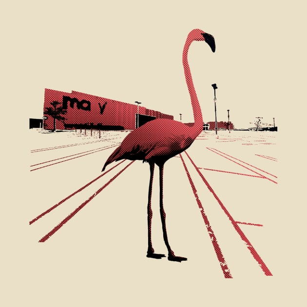 A Flamingo at the mall parking lot by Thelmo