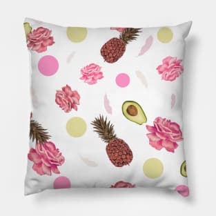 Avocado, roses, pineapple summer time beautiful romantic design Pillow